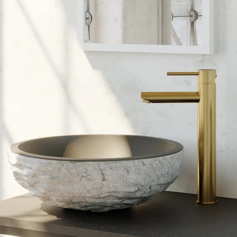 Brauer Gold Edition ColdStart verhoogde wastafelkraan energy-saving model A messing geborsteld PVD Koop Online