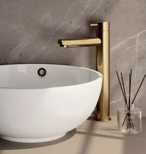 Brauer Gold Edition ColdStart verhoogde wastafelkraan energy-saving model B messing geborsteld PVD Dagaanbieding