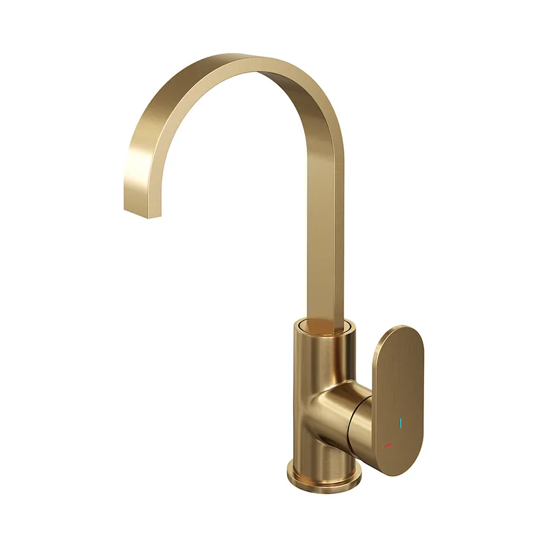 Brauer Gold Edition ColdStart wastafelkraan met draaibare platte uitloop model C geborsteld messing PVD Voordeelprijs