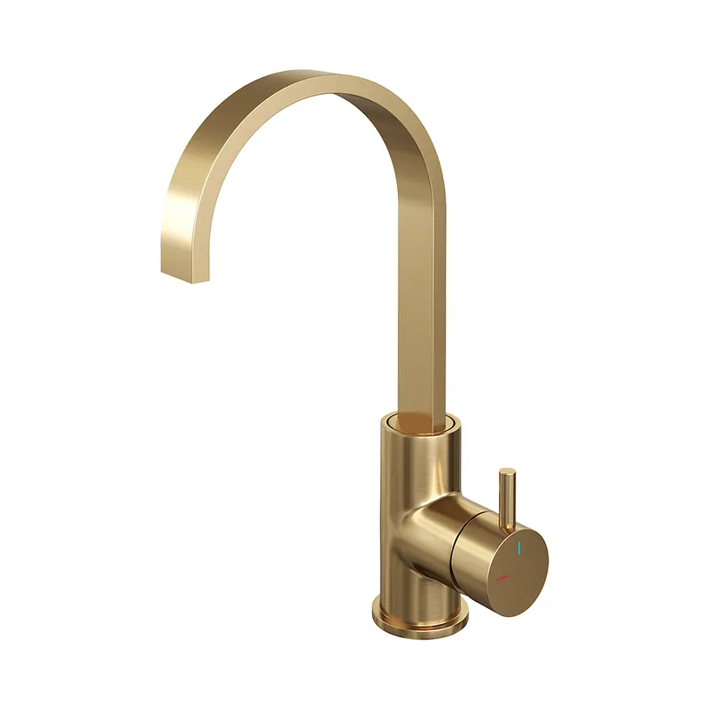 Bestel Nu Brauer Gold Edition ColdStart wastafelkraan met draaibare platte uitloop model B geborsteld messing PVD