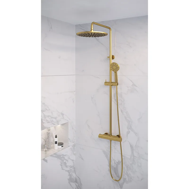 Brauer Gold Edition opbouw regendoucheset met 3 standen handdouche en hoofddouche 30cm geborsteld messing PVD Bestseller