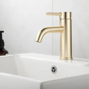 Betrouwbaar Saniclear Plus wastafelkraan geborsteld messing mat goud