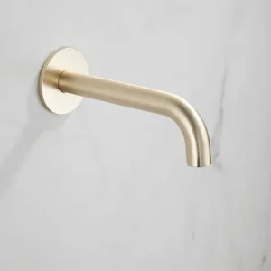 Ambachtelijk Saniclear Plus baduitloop 20cm geborsteld messing mat goud
