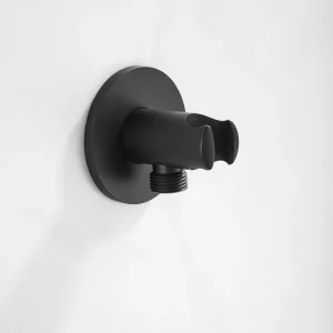 Handgemaakt Saniclear Plus handdouche houder met wateraansluiting zwart mat