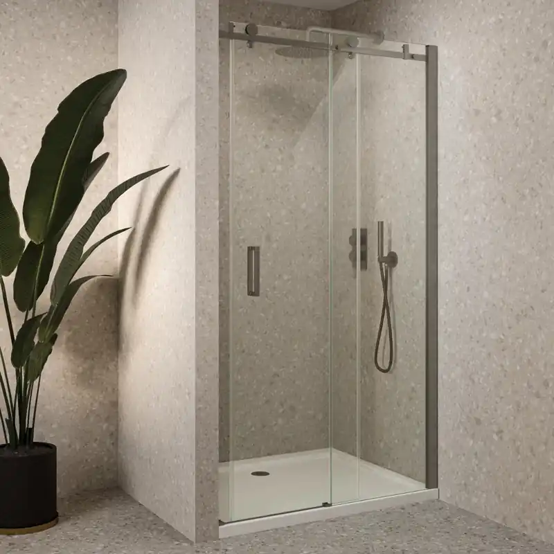 Saniclear Supreme douchedeur 90-100cm verouderd ijzer - gunmetal Nu Kopen