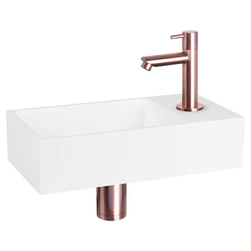 Seizoensaanbieding Differnz Solid fonteinset solid surface met rechte kraan rood koper