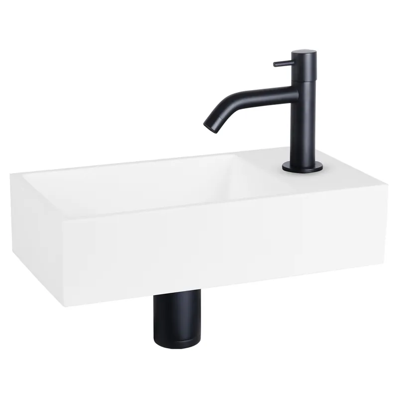 Differnz Solid fonteinset solid surface met gebogen kraan mat zwart Veilige Betaling