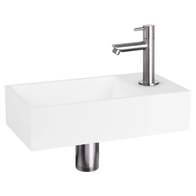 Trendy Differnz Solid fonteinset solid surface met rechte kraan mat chroom