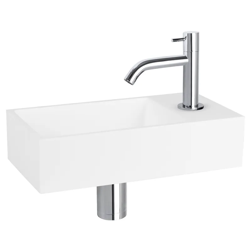 Koop Vandaag Differnz Solid fonteinset solid surface met gebogen kraan chroom