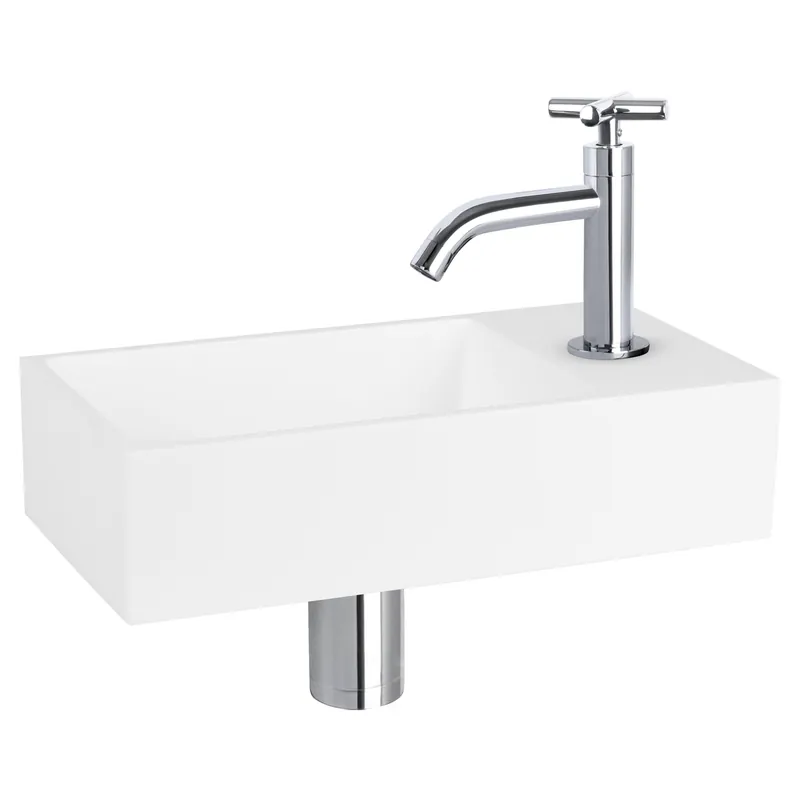 Differnz Solid fonteinset solid surface met kruisgreep kraan chroom Favoriet