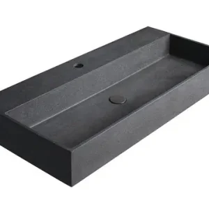 Gratis Retour Sapho Quadrado betonnen wastafel 96x44cm zwart graniet