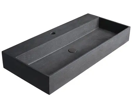 Gratis Retour Sapho Quadrado betonnen wastafel 96x44cm zwart graniet