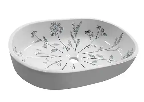 Sapho Priori keramische waskom 60x13,5x40cm wit/blauw Nieuw