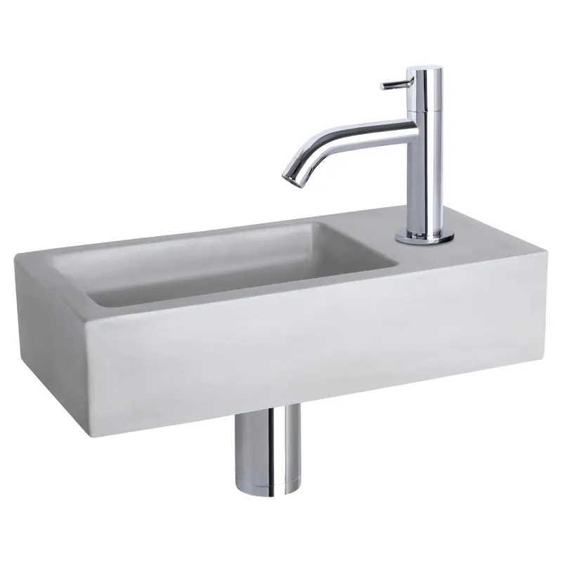 Differnz Ravo fonteinset lichtgrijs beton met gebogen kraan chroom Exclusieve Aanbieding