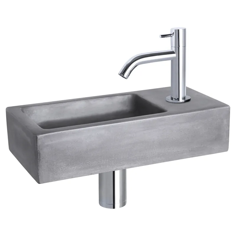 Differnz Ravo fonteinset donkergrijs beton met gebogen kraan chroom Premium