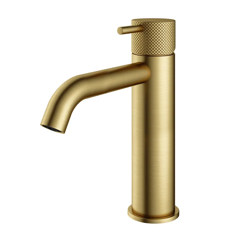 Gratis Verzending Hotbath Cobber X wastafelkraan 22cm geborsteld messing PVD
