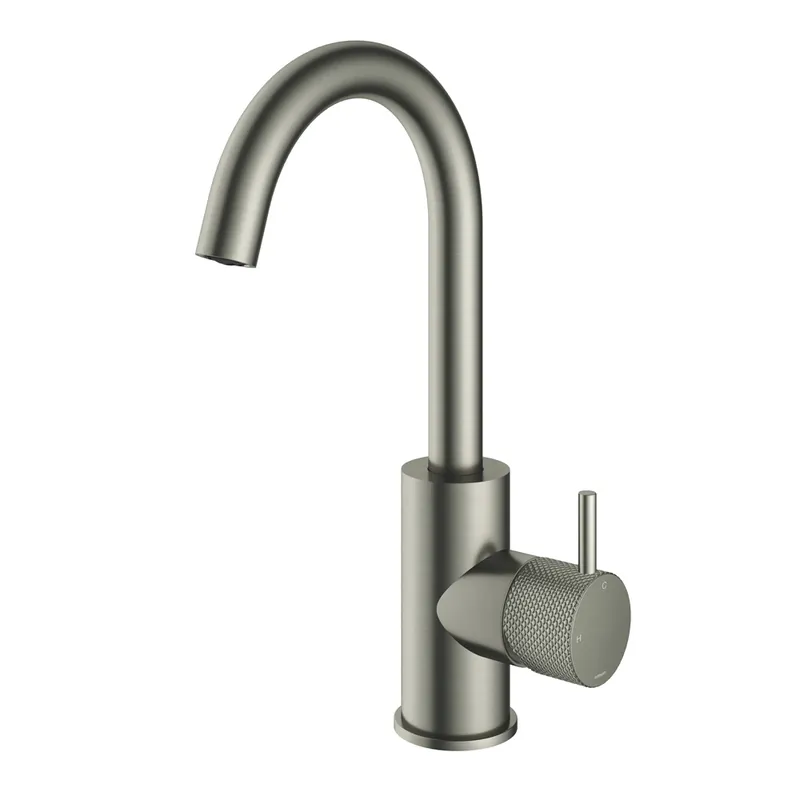 Bulkbestelling Hotbath Cobber X wastafelkraan met draaibare uitloop geborsteld nikkel