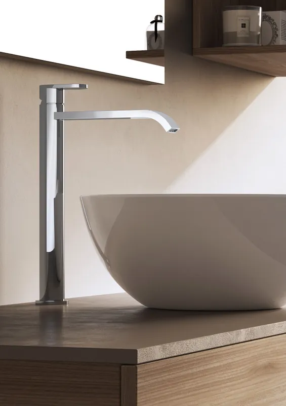 Hotbath Friendo hoge wastafelmengkraan met ronde uitloop chroom Nieuwe Collectie