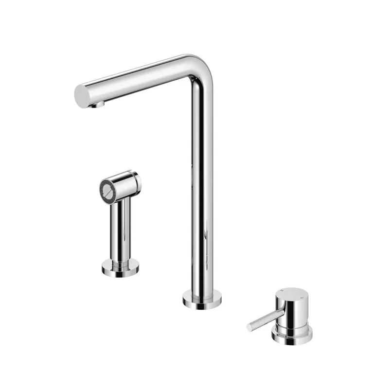 Nieuw Hotbath Fellow keukenkraan 3 gats met uitneembare handdouche geborsteld messing FKM19