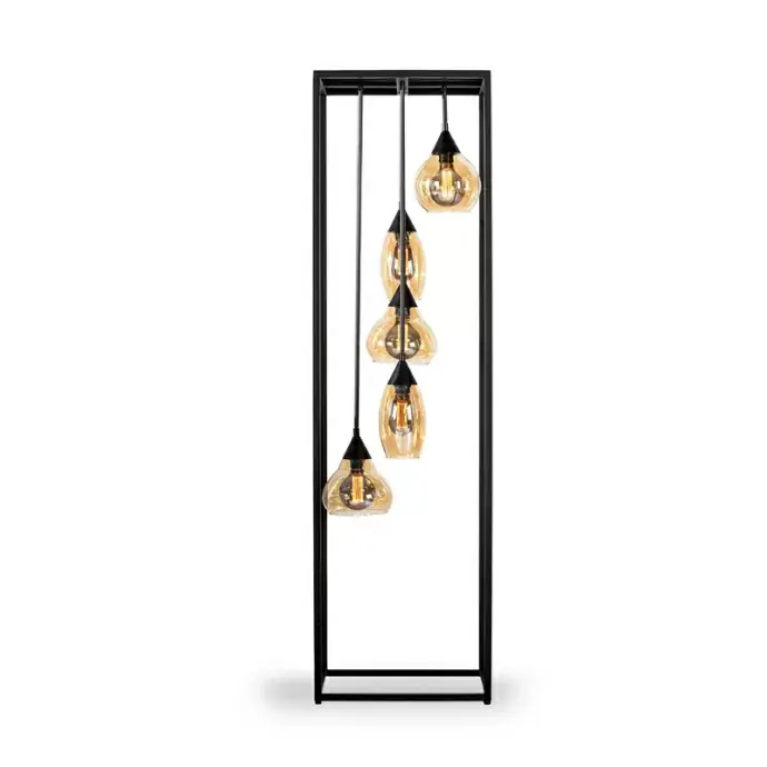 Vloerlamp Lungo Amber 5-lichts Modern