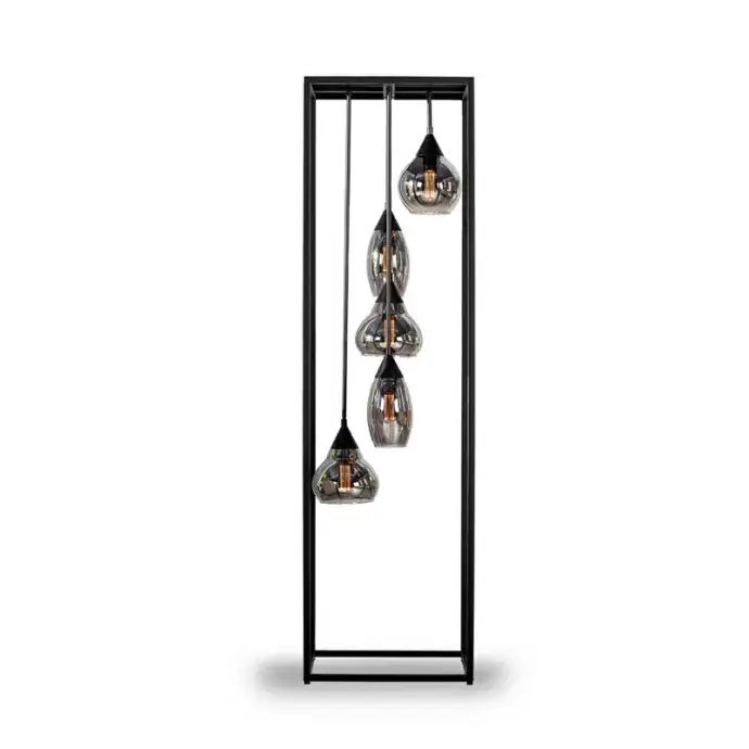 Authentiek Vloerlamp Lungo Zwart 5-lichts