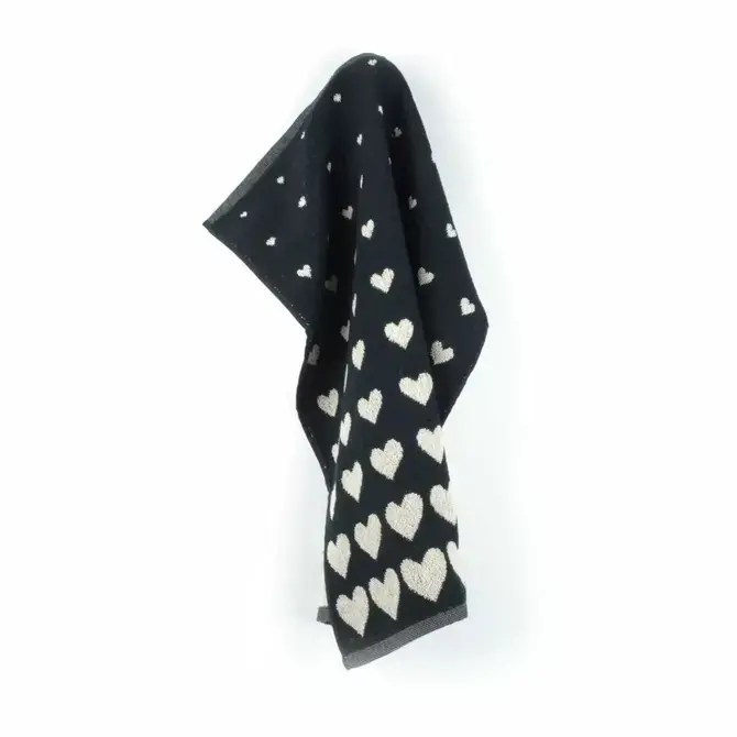 Trendy Bunzlau Castle keukendoek Hearts Black 53x60