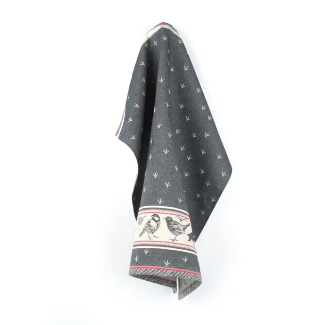 Voordeelprijs Bunzlau Castle Birds theedoek 65x65 Black