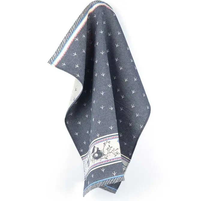 Bunzlau Castle Birds theedoek 65x65 Dark Blue Lage Kosten