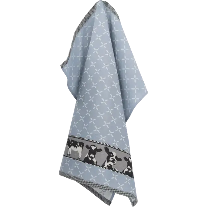 Bunzlau Castle Cows theedoek 65x65 Grey-Blue Fabrieksprijs