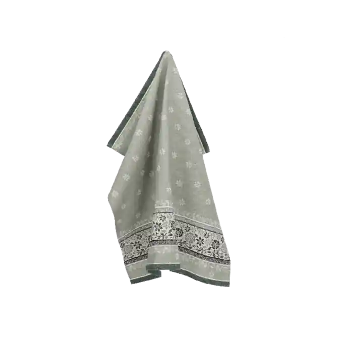 Handgemaakt Bunzlau Castle Belle Fleur theedoek 65x65 Dark Green