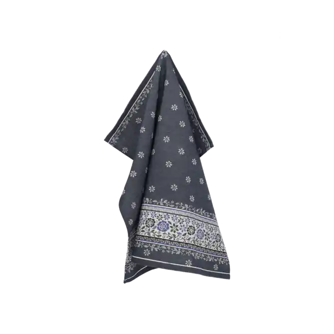 Korting Bunzlau Castle Belle Fleur theedoek 65x65 Dark Blue