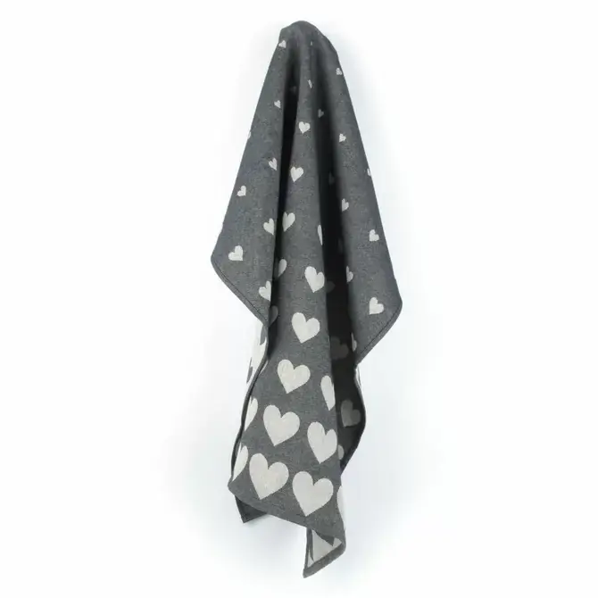 Betrouwbaar Bunzlau Castle theedoek Hearts Black 65x65