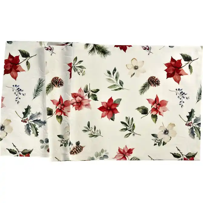 Fabrieksprijs Sander tafelloper X-Mas Flowers 50x140 Fb. 40 - Original