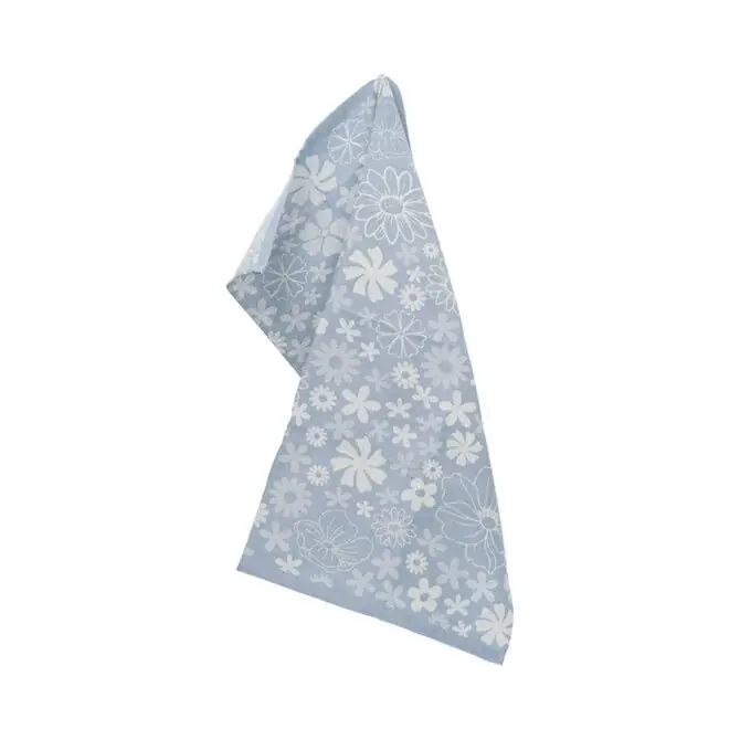 Bunzlau Castle Flowerbed theedoek 65x65 Grey-Blue Beperkte Voorraad