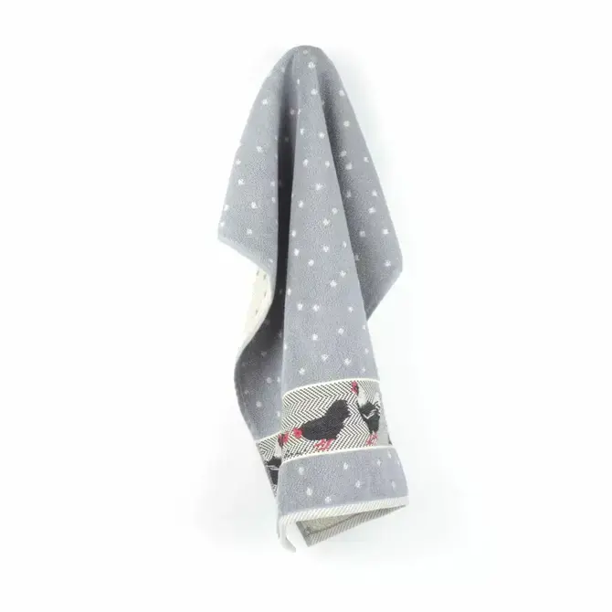 Handgemaakt Bunzlau Castle Chickens keukendoek 53x60 Grey