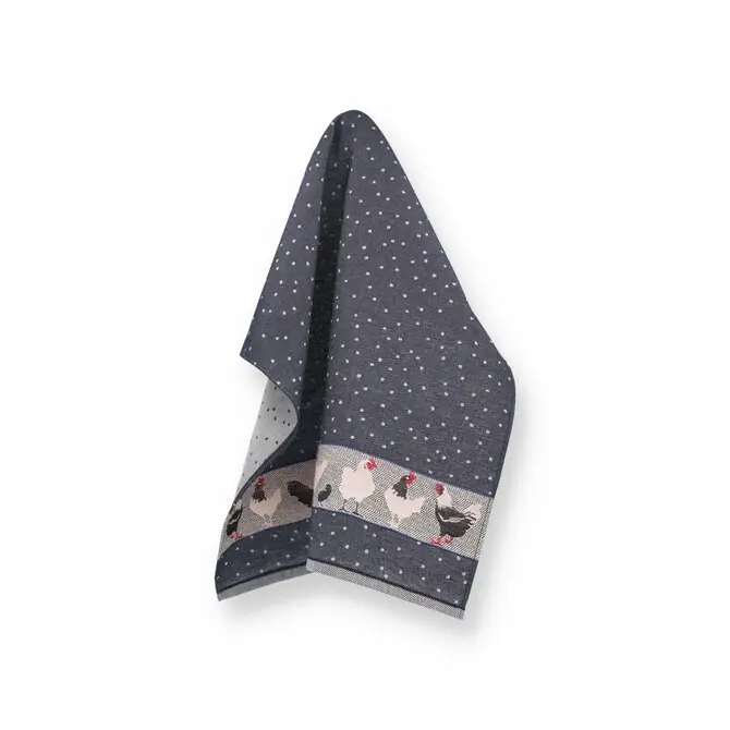 Koop Online Bunzlau Castle Chickens theedoek 65x65 Dark Blue
