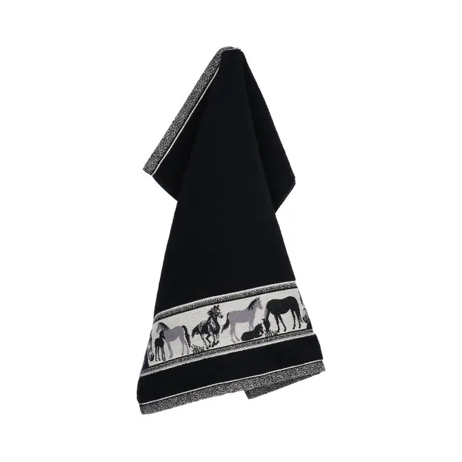 Populair Bunzlau Castle Horse keukendoek 53x60 Black