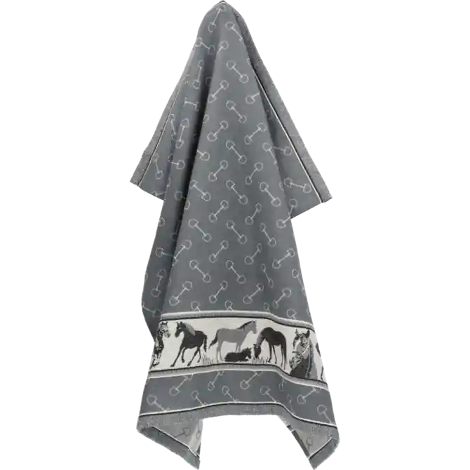 Gecertificeerd Bunzlau Castle Horse theedoek 65x65 Anthracite