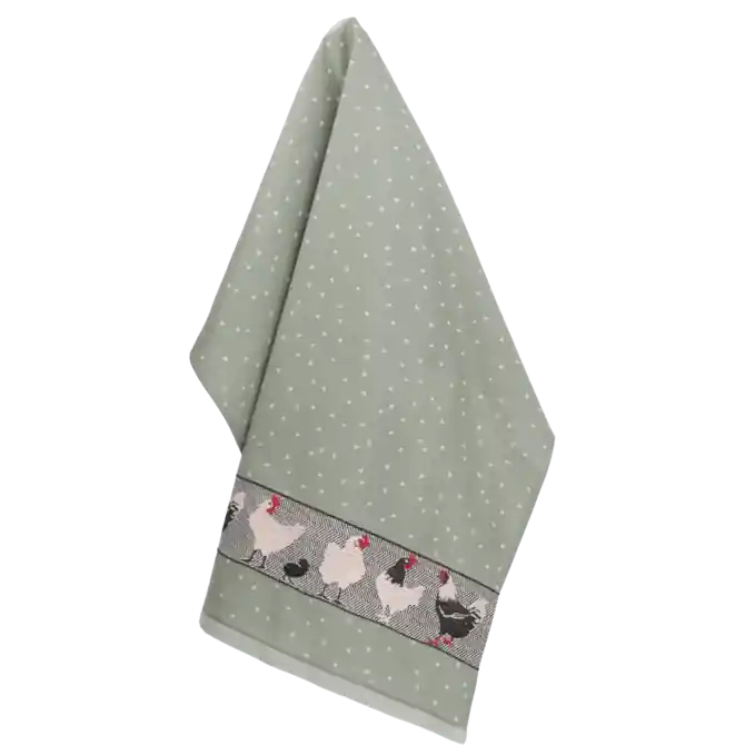 Veilige Betaling Bunzlau Castle Chickens theedoek 65x65 Dark Green