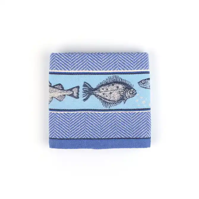 Alleen Vandaag Bunzlau Castle Fish theedoek 65x65 Royal Blue
