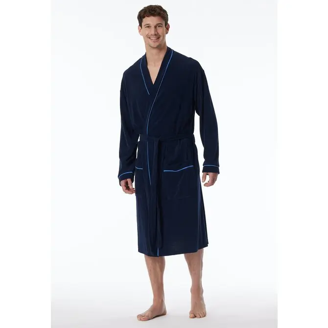 Aanbieding Schiesser Badjas 112562 navy 48/S