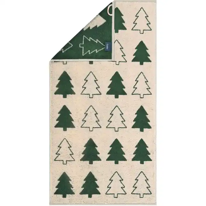 Cawo Christmas Edition 794 Fir trees Handdoek beige Gecertificeerd