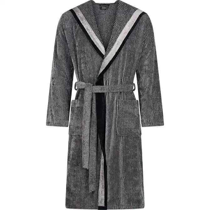 Shop Nu Cawo Heren Home Badjas met Capuchon 56 natuur-zwart