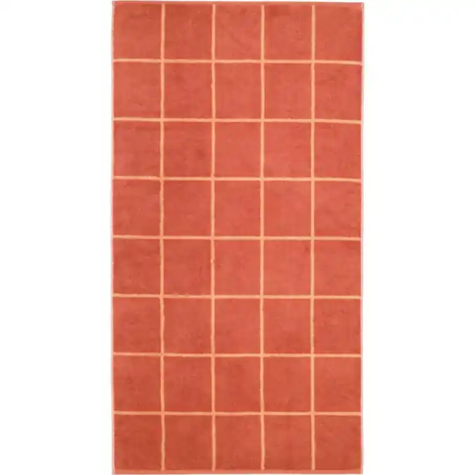 Cawö Park Check Douchelaken brick 70/140 Dagaanbieding