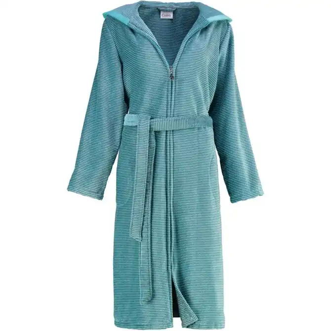 Cawö Dames Badjas met Capuchon en Rits 6432 Türkis 46 Alleen Vandaag