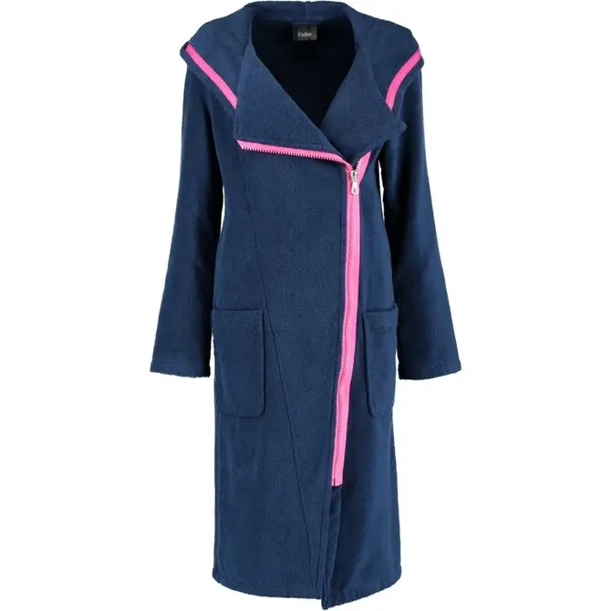 Budget Cawö Dames Badjas Ritssluiting 6116 - Navy Pink M