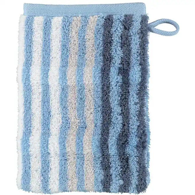 Cawö Noblesse Seasons Washandje Streifen - sky - 16x22 Express Levering