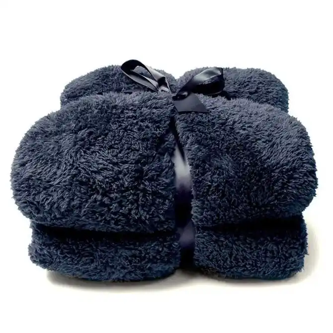 Unique Living Plaid Teddy 150x200cm dark blue Veilige Betaling