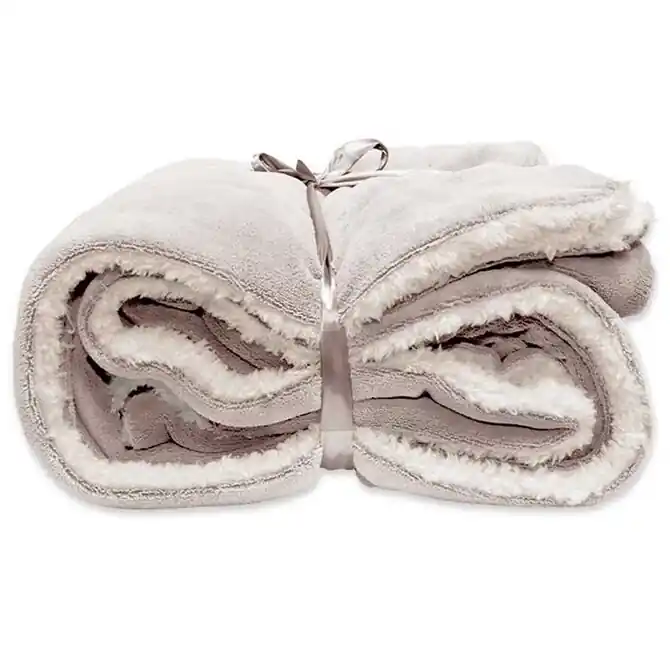 Betrouwbaar Unique Living Lars coral fleece/suede plaid 150x200cm pebble