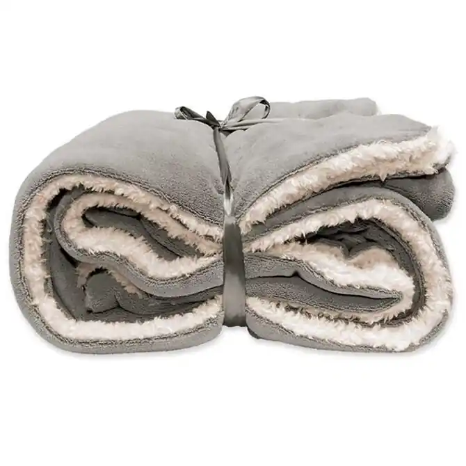 Express Levering Unique Living Lars coral fleece/suede plaid 150x200cm grijs